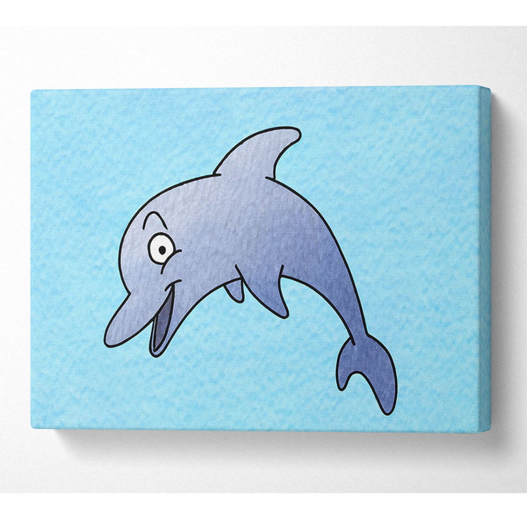 Happy Dolphin Baby Blau Leinwand Aquarell