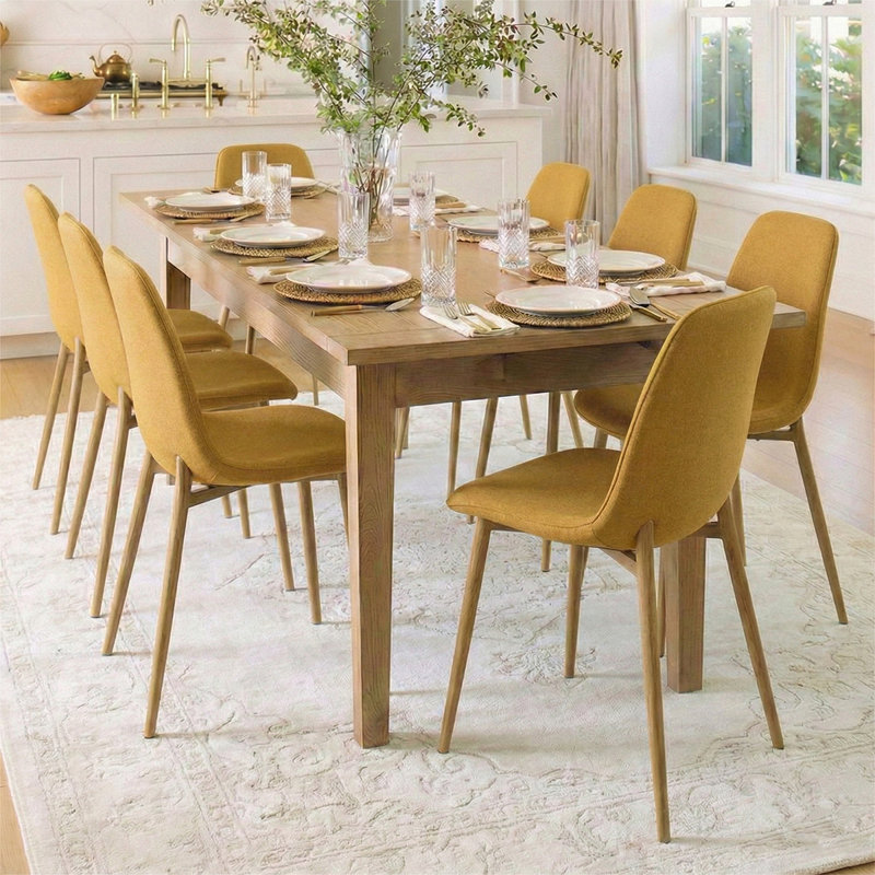 Chaise d'appoint rembourrée en tissu, Jaune