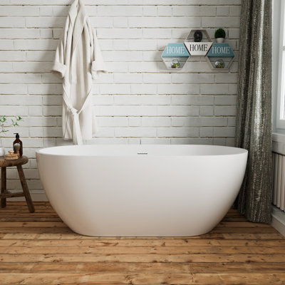 59" x 28" Freestanding Soaking Acrylic Bathtub