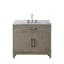 Meuble-lavabo simple en chêne brun 36 po X P 22 po D, dessus en marbre de Carrare et ensemble de robinet-117980201