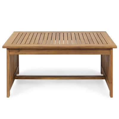 Outdoor Wood Coffee Table In Brown Patina And Antique Bronze, 40" Deep X 24" Wide 18.59" High Use Table, Color, 18.59