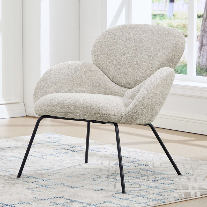 Metal Accent Stool, Grey, Chenille