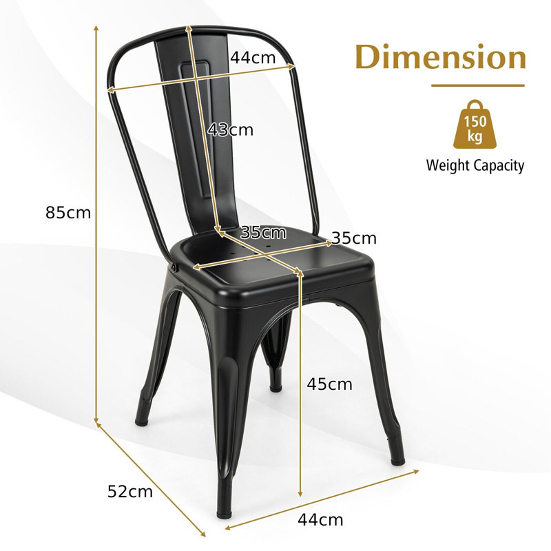 45cm H Stacking Side Chair in Black