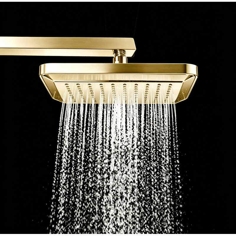 Pomme de douche à effet de pluie carrée claremont, Laiton brossé