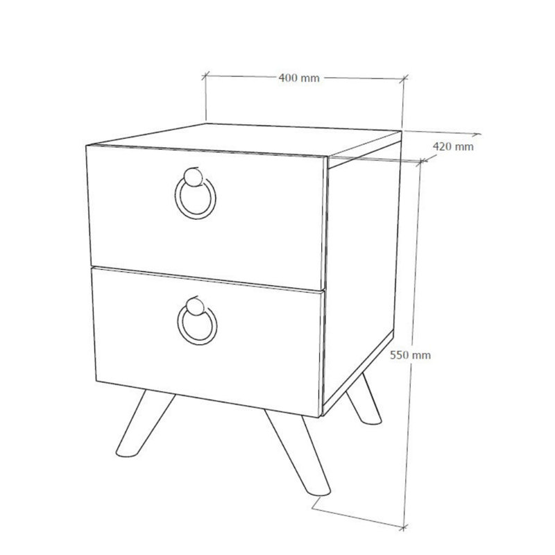 Orinda 40 cm W Bedside Table, White/Brown