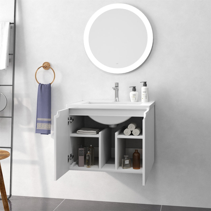 Meuble-lavabo simple avec plateau en porcelaine 23,6 po Bonnepress, Blanc