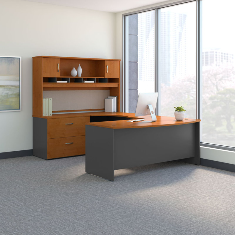 Suite de bureau en U Ringold Series, Cerisier Naturel / Gris Graphite