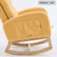 Chaise berçante d'appoint jaune avec repose-pieds et pieds en bois d'hévéa à haut dossier-1745935848
