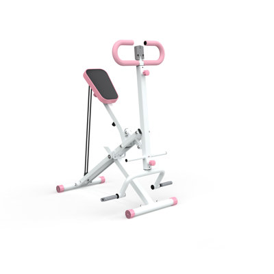Squat Machine for Home, Assist Trainer for Glutes Workout Foldable with Resistance Bands, for Botty Glutes Butt Thighs, Ab Back/Leg Press Hip Thrust for Home Gym Fitness-Pink