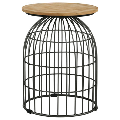 Sculptural Wire Frame Side Table with Marble Top