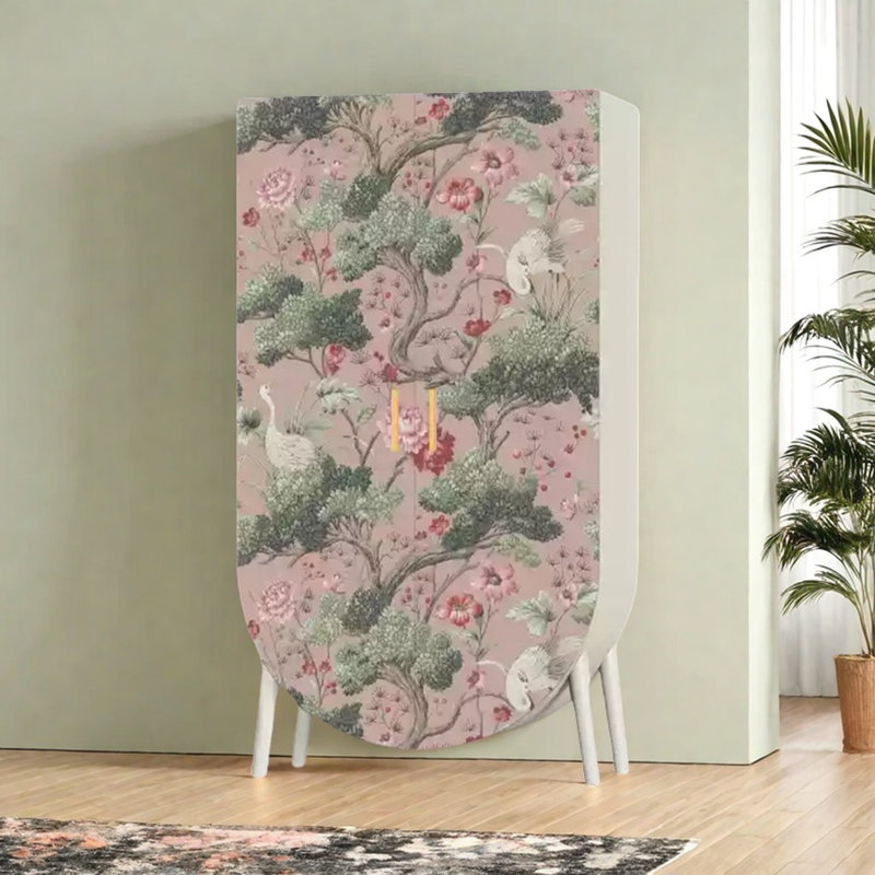 Armoire de rangement moderne à deux portes, Rose / blanc ivoire