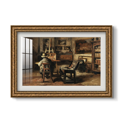 L'atelier de Ferdinand De Braekeleer I, père du peintre, vers 1873-1885 - Henri De Braekeleer - Estampe encadrée sur mesure