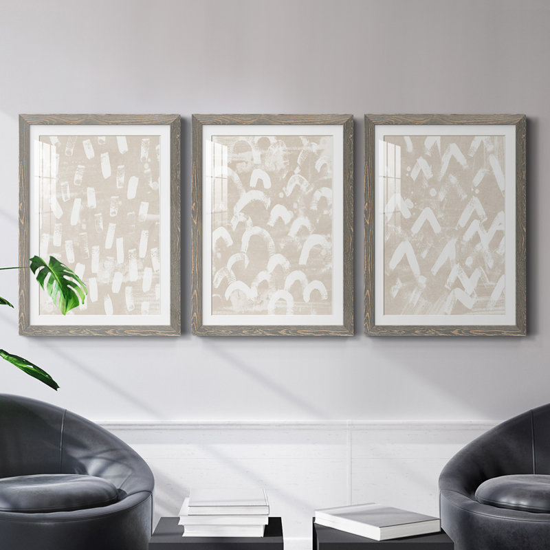 Earth Earth I - ensemble de 3 reproductions d'art encadrées, Gris, H 20 po x l 51 po x P 1,5 po