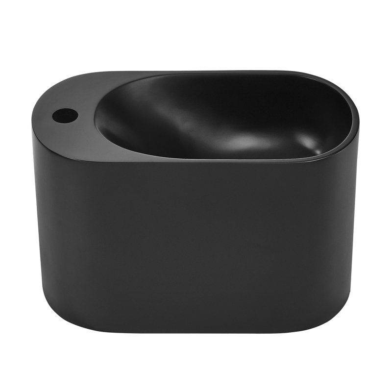 Terre 18" Solid Surface Oval Wall-Mounted Sink With Left Side Faucet Mount, Matte Black