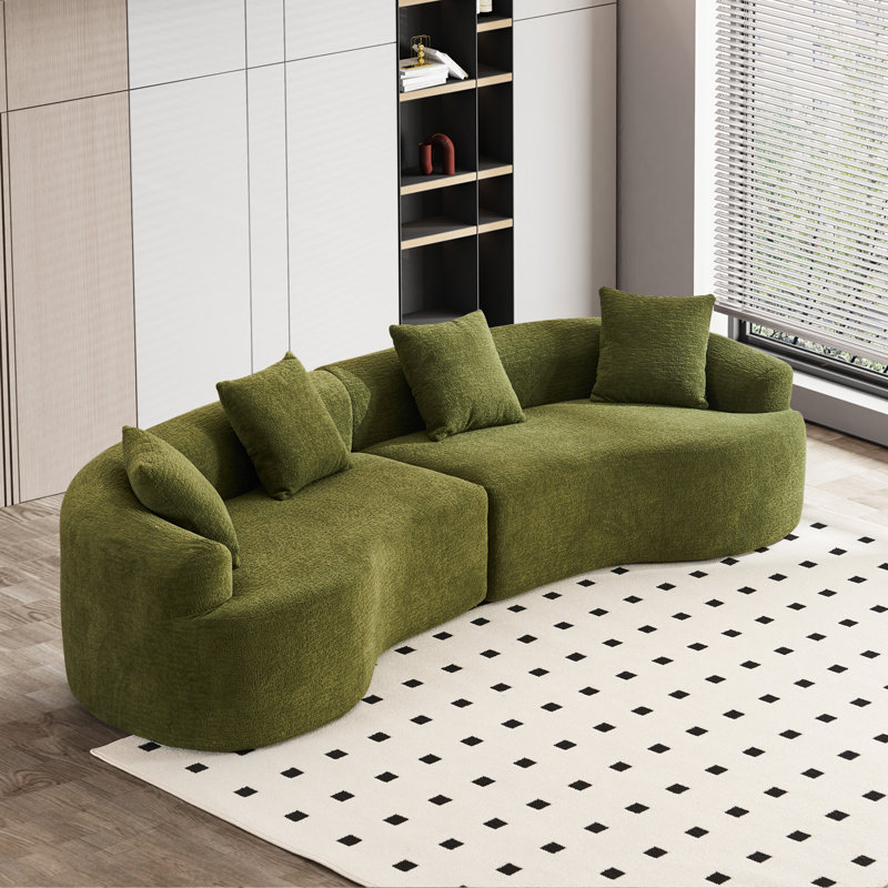 Boneless Luxurious Sofa for Living Room with Plush Cushions and Stylish Design, Green