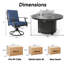 Ensemble de foyer d'extérieur 7 pièces avec table à gaz en aluminium de 48 po (40 000 BTU) et 6 chaises pivotantes à haut dossier-750799889