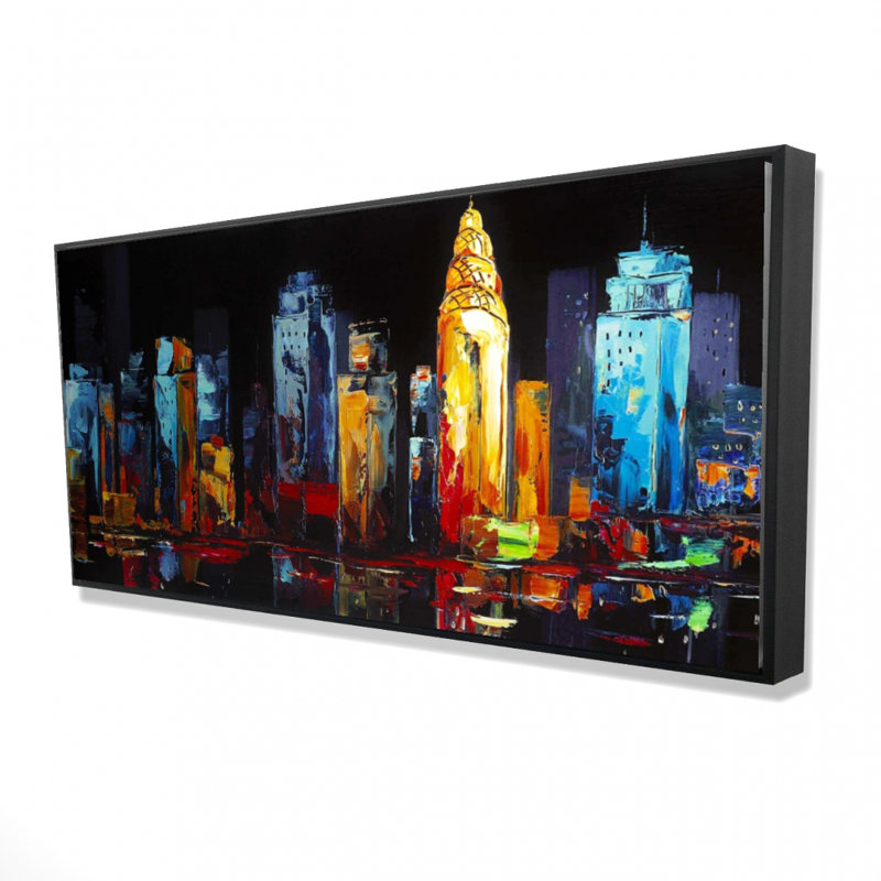 Colorful Abstract Cityscape Canvas | Blue Contemporary Decor