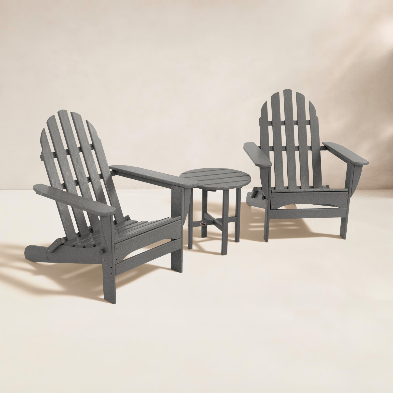 POLYWOOD® Classic Adirondack 2-Person Patio Seating Group, Slate Gray