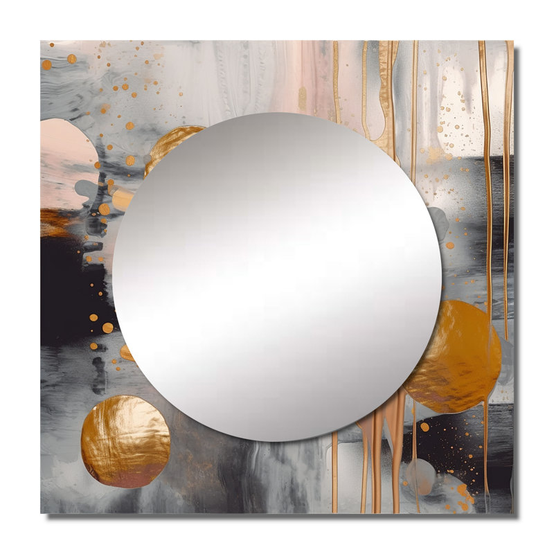 Arondell - Art mural miroir carré abstrait en marbre pour salle de bain, 23 po x 23 po