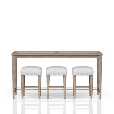 Frosted Glass Console Table With 3 Stools