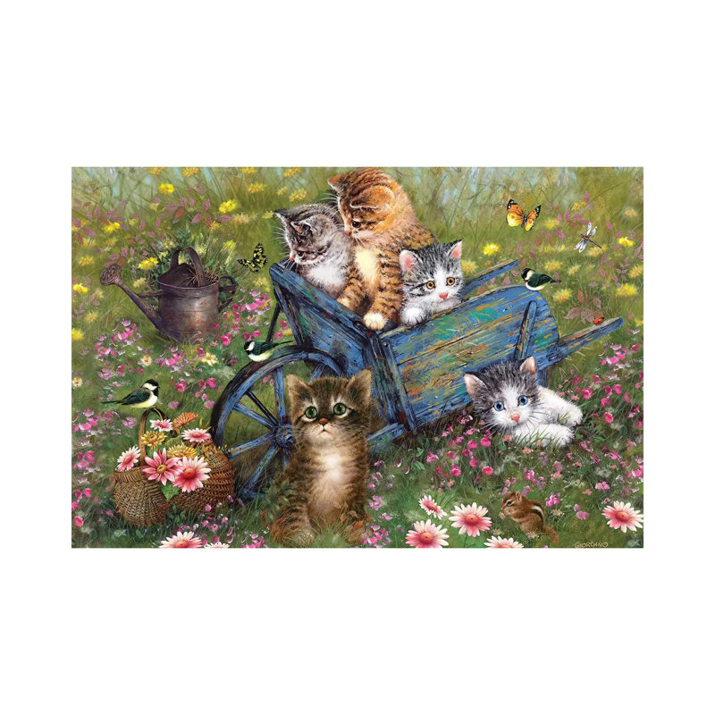 «Wheelbarrow Kitties» par Giordano Studios, impression sur toile tendue, H 12 po x l 18 po x 1,5 po