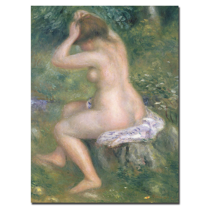 « a bain, 1885-90 » par pierre-auguste renoir, reproduction d’art sur toile tendue