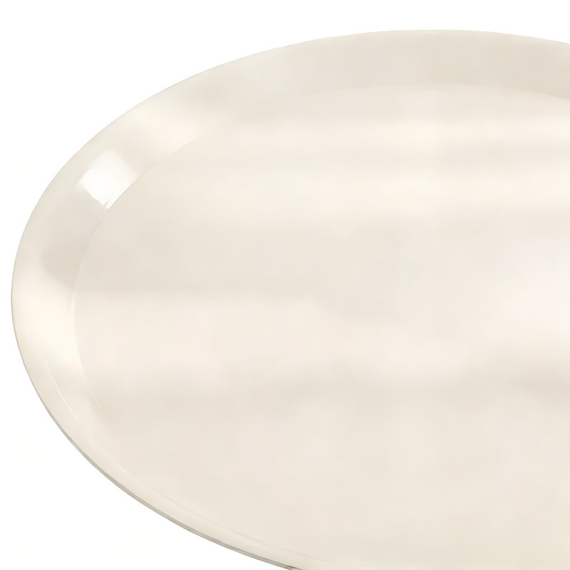 Table de bout de sablier de luxe italienne de 15,4 pouces, table de bout ronde en fer blanc crème pour le canapé de la chambre à coucher du salon