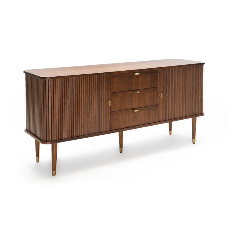 Mandea 63” Walnut Fluted Sideboard, Walnut, 29.92'' H X 63'' W X 17.8'' D