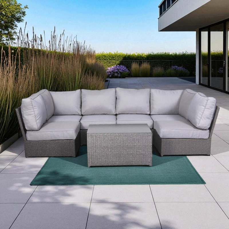 Fully Assembled 4-Person Outdoor Wicker Sectional Set With Cushions