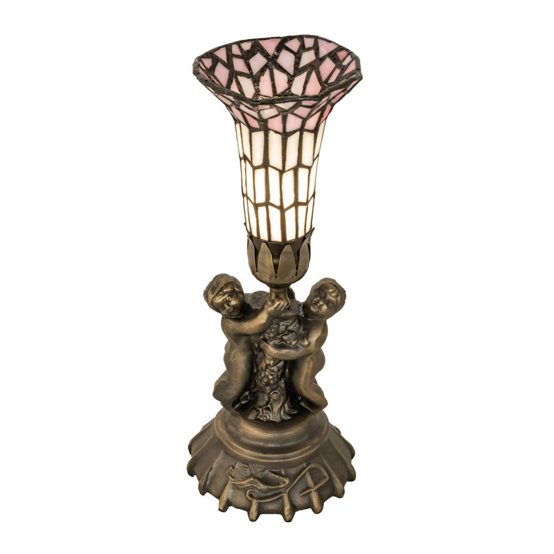 Meyda Tiffany & Stained Glass Torchiere Lamp, Pink/White