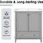 Base de meuble-lavabo de 30 po, gris, bois massif et fabrication, multifonctionnel avec porte et tiroir, tablette réglable, armoire à assembler de couleur grise,-2045306092-2045306082