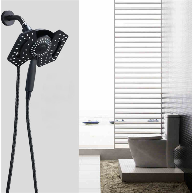 2-In-1 High-Pressure Rainfall Shower Head With Handheld Spray, Detachable Dual Shower Head With Hose (2.5 GPM), Matte Black