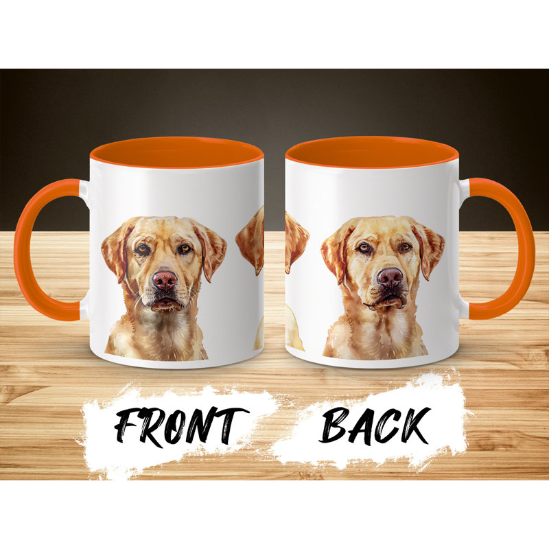 Yellow Labrador Design 11oz Coffee Mug, Orange, 3