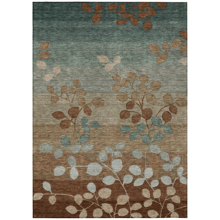 Machine Washable Indoor/Outdoor Xhevrie Mocha Rug