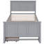 Lit plateforme simple avec lit gigogne et rangement, finition grise - Créez, créez un lit gigogne de taille de chambre à coucher, structure en pin robuste, solution polyvalente-1374502720
