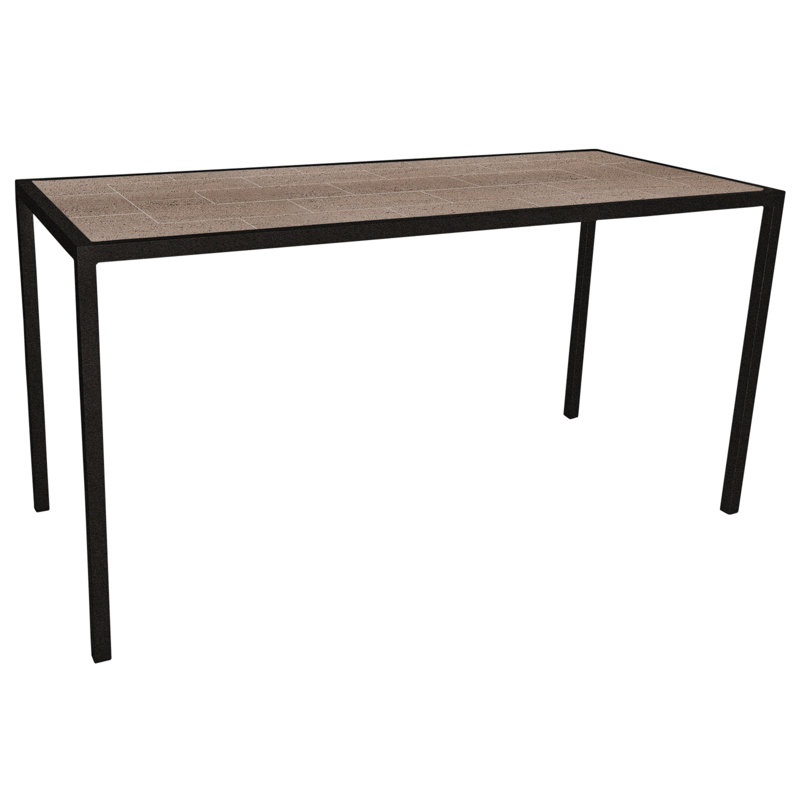 Quadra Outdoor Rectangle Counter Table, Canyon Taupe, 33" W x 75" L x 37.5" H, Carbon Black