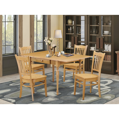 Ensemble de table de cuisine 5 pièces pour 4 personnes comprenant une table de salle à manger rectangulaire avec Dropleaf et 4 chaises, chêne