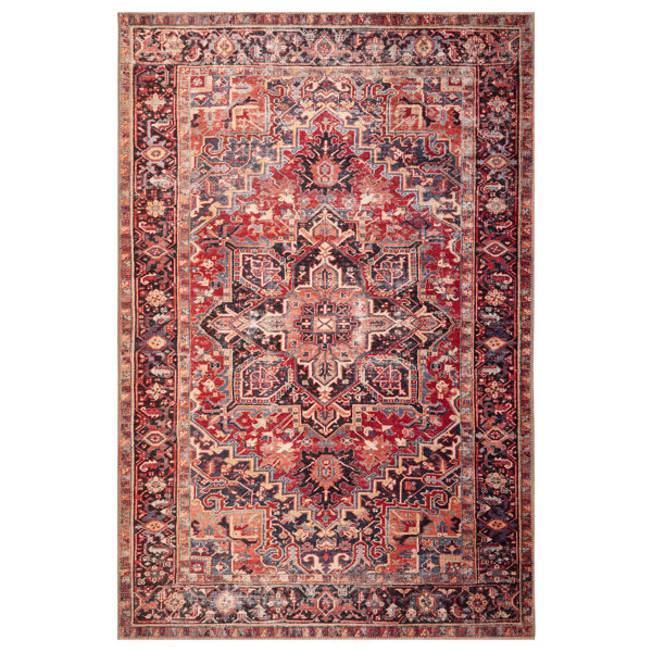 Langley Street Larrick Machine Washable Heriz Boho Powerloomed Rug ...