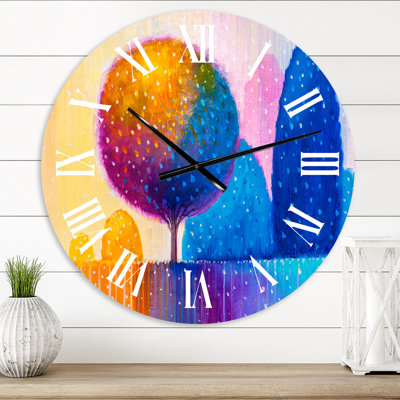 Arbre coloré coloré X - Horloge murale moderne