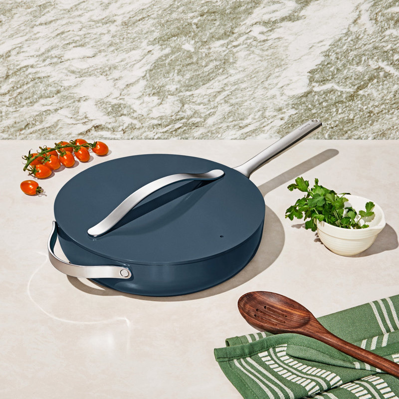 Caraway 3qt Nonstick Ceramic Saute Pan w/ Lid, Navy, Navy