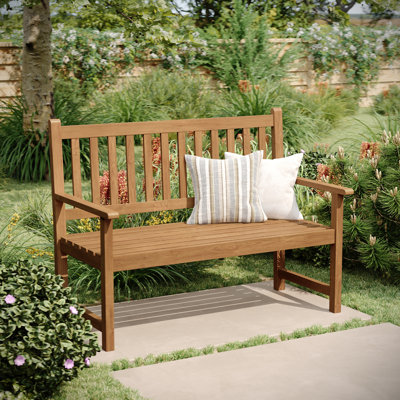Commercial Indoor/Outdoor 2-Person Patio Acacia Wood Bench Loveseat