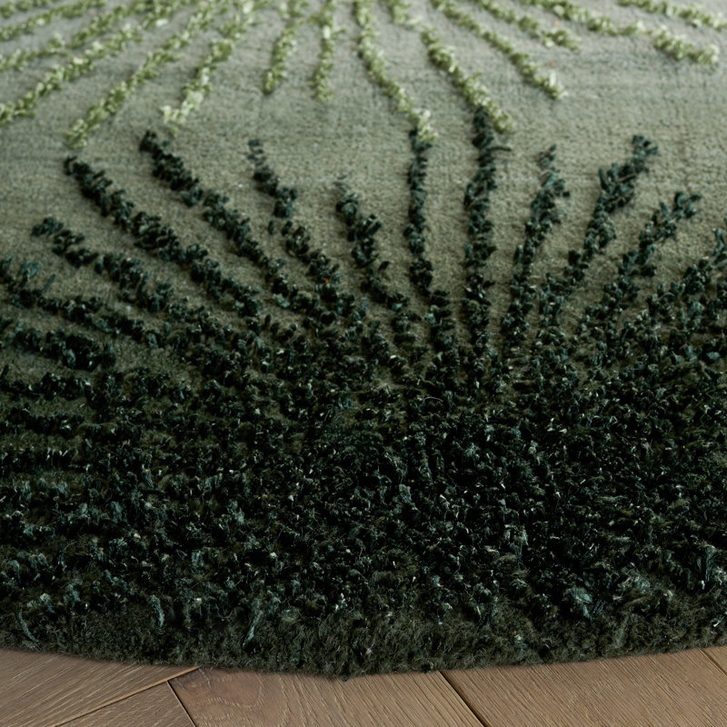 Amier Soho Hand Tufted Wool And Viscose Floral Rug, Round 6'