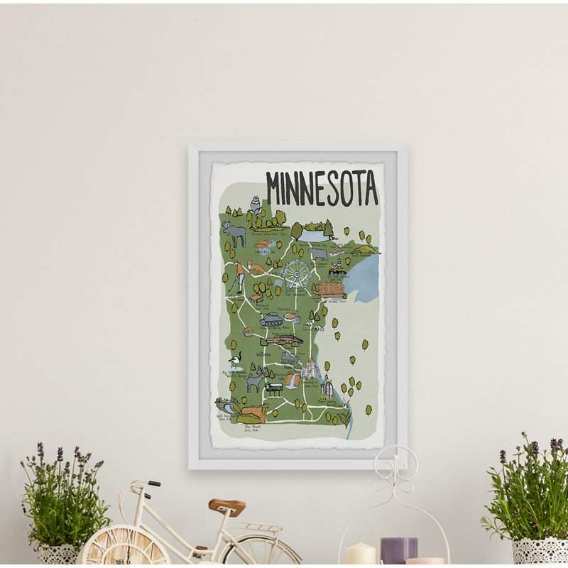 Green Minnesota Spots - Reproduction d'art graphique sur papier encadré, H 18 po x l 12 po x 1,5 po