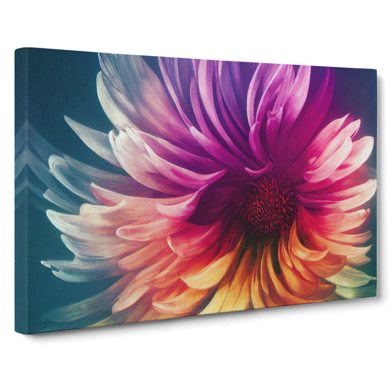 Dynamic Chrysanthemum Flower Abstract - Wrapped Canvas, 35cm H x 50cm W