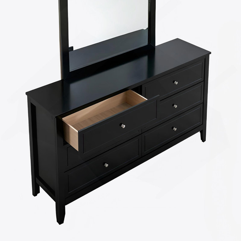 Commode 6 tiroirs Woonden, Noir