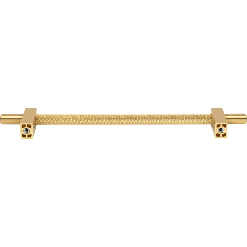 Larkin 3 Knurled Center Bar Pull, 12", Brushed Gold