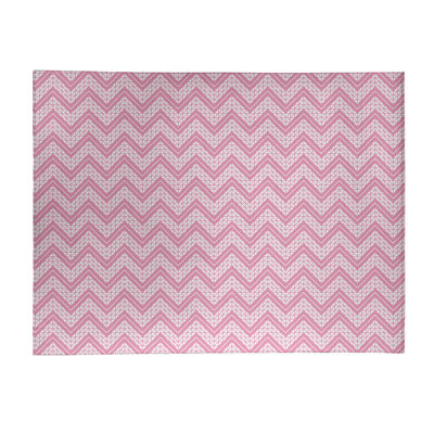 Tapis de zone rose/rose à chevrons à la main