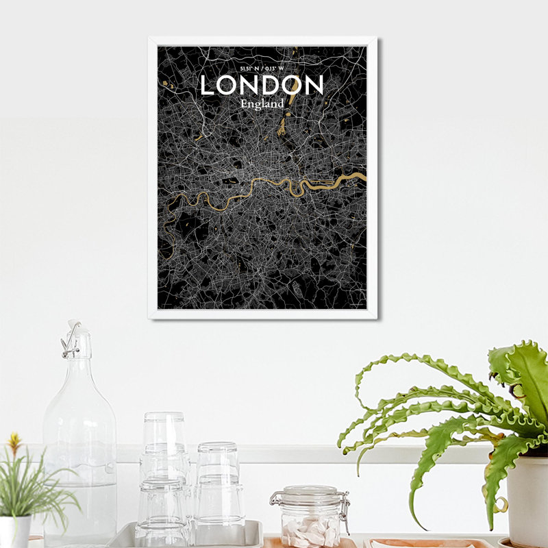 London City Map In Luxe - No Frame Print, 20cm H x 16cm W x 0.05cm D