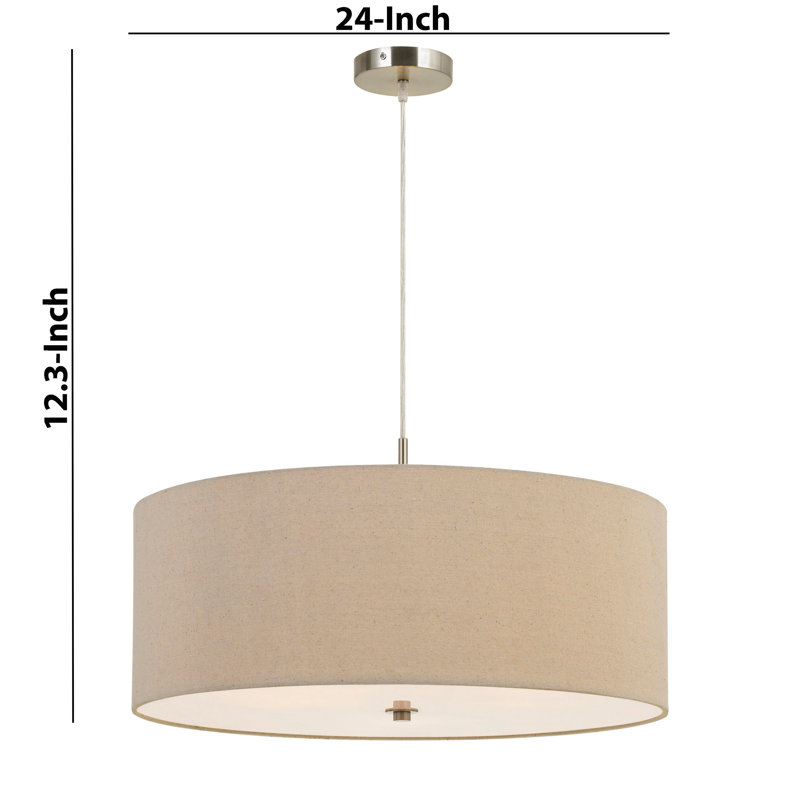 Lustre à abat-jours cylindrique à trois lumières