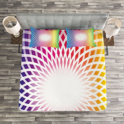 Adolfina Blue/Pink/Yellow Microfibre Bedspread Set